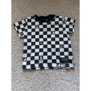 Tiny Whales Baby T-shirt Size 12-18M Checkered Pattern